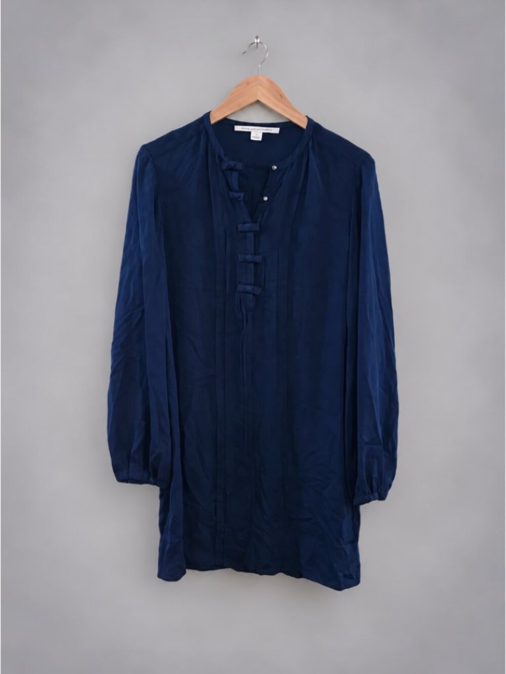 Diane von Furstenberg DVF Novalee Navy Silk Bow Mini Dress Size 4